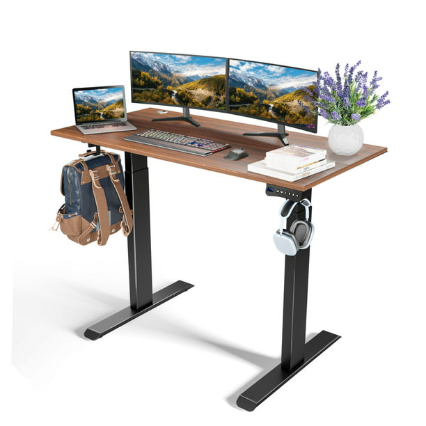 48 x 24 Black Frame with Dark Walnut Table Top Vicllax Electric Standing Desk Height Adjustable Table 